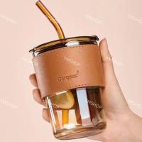 ราคา ถ้วยแก้ว แก้วใส่น้ำ 450ml แก้วกาแฟ สไตล์มินิมอล พร้อมหลอดแก้ว ฝาปิด ปลอกซิลิโคนกันร้อน (1731365708512069219)