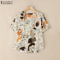 ราคา เสื้อสวมหัวฤดูร้อนสำหรับผู้หญิง ทรงหลวม ลำลอง ครึ่งแขน บาง คอกลม พิมพ์ลายกราฟฟิก เสื้อเบลาส์ สไตล์ 0224 (1732347731346949956)