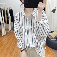 ราคา เสื้อเชิ้ต แขนค้างคาว ลายทาง แขนยาว สำหรับผู้หญิง สไตล์เกาหลี ทรงหลวม สไตล์เยาวชน เสื้อเบลาส์คอปก เสื้อเบลาส์ฤดูใบไม้ร่วง (1731880952000055597)