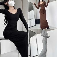 ราคา เดรสคอวีแขนยาว ช่วงกระโปรงหางปลา ทรงเข้ารูป Dress Clothing Women ผู้หญิง เสื้อผ้า (1731401276995635659)