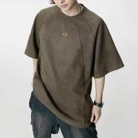 ราคา เสื้อยืดแขนสั้นคอกลม วัสดุหนังนิ่ม สำหรับผู้ชาย แฟชั่นเรียบง่าย เสื้อครึ่งแขน เทรนด์อเมริกัน เสื้อผ้าหลวม มีสีดำ/แอปริคอท/สีเขียวทหาร มีไซส์ M-3XL Yam Cosel (1731440626341938989)