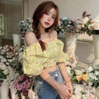 ราคา เสื้อคอปกสี่เหลี่ยม เสื้อครอปปาดไหล่วินเทจ เสื้อครอปปาดไหล่ เสื้อเอวลอย เสื้อวัยรุ่น ผู้หญิง Clothing Lady Women (1729625312045926477)