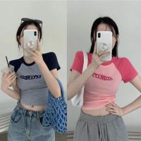 ราคา เสื้อยืดครอปแขนสั้น เซ็กซี่ เอวลอย สไตล์เกาหลี Clothing ผู้หญิง Women Lady Tshirt (1730029866144270526)