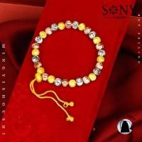 ราคา สร้อยข้อมือลูกปัดนำโชคสามสี, วัสดุทองลุ่มน้ำ, ความยาวปรับได้, ชุบทองเหลือง, สร้อยข้อมือเลียนแบบ, ขนาดลูกปัด 6 มม. (1730546054358272170)