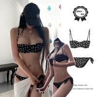 ราคา ส่งไวจากไทยชุดบิกินี่ทูพีช บิกินี่ลายจุด สีดำ มีฟองน้ำ สไตล์เกาหลี bikini sexy (1731958918253806896)