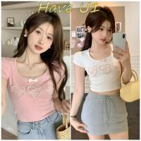 ราคา Have U1-พร้อมส่ง- เสื้อน่ารักเสื้อยืดไหมพรมครอป แขนสั้น คอกลม ดีเทลลายหัวใจ สีพาสเทล (3591)เสื้อน่ารักๆผู้หญิง เสื้อครอปเข้ารูป Clothing Lady Tshirt Women (1731024820814186932)