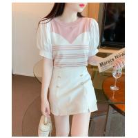 ราคา เสื้อยืดแขนสั้นมาใหม่ เสื้อไหมพรมแขนพัฟ สไตล์เกาหลีน่ารัก ผ้านิ่มใส่สบาย ฟรีไซส์ พร้อมส่ง (1729609949061155144)