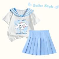 ราคา ชุดกลับมาสู่โรงเรียน สำหรับเด็กผู้หญิง บล็อคสี คอปกกะลาสี Cinnamoroll เสื้อพิมพ์ลายผีเสื้อแฟนตาซี กระโปรงพลีทสีทึบ สไตล์กระโหลก ชุดสองชิ้น (1730367532674156726)