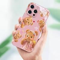 ราคา เคสโทรศัพท์กระจกสีชมพู ดีไซน์หมีเนยหรูหรา เข้ากันได้กับ Apple/Samsung/Oppo/vivo/Xiaomi สำหรับ iPhone 16/15/14/13/12/11 Galaxy S25/S24/S23/S22/S21/S20 A98 a60 A56 A23 a05s ren13f/12/11/10/9/8t CTX V30 