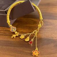 ราคา สร้อยข้อมือคำนำโชคโบราณ, สีเหลืองทอง, เคลือบสีน้ำเงินดำ, สไตล์จีนใหม่, แฟชั่นจีน, สง่างาม, เปิดดอกไม้ทันทีรวย (1731144923419019341)
