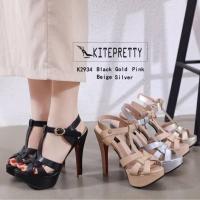 ราคา K2934 รองเท้าส้นสูง PU หนังนิ่ม ส้นแหลมสูง 5 นิ้ว เสริมหน้า 1 นิ้ว (1729818227011390128)