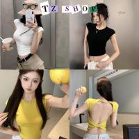 ราคา T.Z จัดส่งที่รวดเร็ว"FY5037" เสื้อครอปไหมพรมแขนสั้น เว้าหลัง มีฟองน้ำ น่ารัมากยืดตามตัว Clothing Women ผู้หญิง (1730832738760231166)