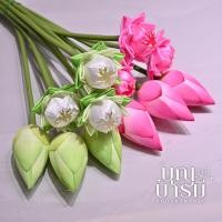 ราคา ดอกบัวประดิษฐ์ ดอกบัวผ้า 3 ดอก ดอกบัวตูม/ดอกบัวบาน สีเขียว/ขาว/ชมพู (1732467789716948891)