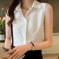 ราคา เสื้อเชิ้ตแขนสั้นผู้หญิง เสื้อแขนกุด สไตล์เกาหลี คอปก เหมาะสำหรับใส่ทำงาน พบปะผู้คน เนื้อผ้าดีสวมใส่สบายไม่ร้อน มีหลากหลายสีให้เลือก สำหรับสตรี (1732032322169440204)