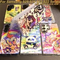 ราคา เคสโทรศัพท์, สำหรับ Samsung S25 S24 S23 S22 A36 A35 A56 A55 A54 A26 Note20Ultra, ดีไซน์แพนด้าหรูหรา, ลายเสือดาว, ผีเสื้อสีรุ้ง, ช้าง, ภาพวาดสีน้ำมัน, กรอบกล้องโลหะ, กันกระแทก, ป้องกันการกระแทกแบบเต็ม