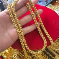 ราคา สร้อยคอลายห่วงคู่ น้ำหนัก 5บาท งานทองเหลืองชุบนาโน (1732522528257836647)