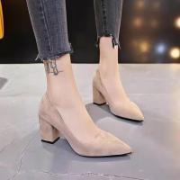 ราคา รองเท้าส้นสูงผู้หญิงเเต่งกำมะหยี่ ส้นตัน รุ่นNC272 (1729447800568646364)