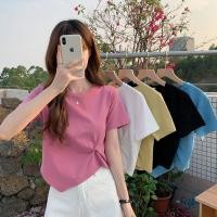 ราคา เสื้อยืดสีพื้น ผ้านิ่ม แต่งจีบข้างปลายเสื้อเฉียง ผ้าไม่ยับง่าย Y249 (1732122423115876102)