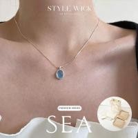 ราคา STYLEWICK สร้อยคอหินอ่อนพระจันทร์สีฟ้าอัญมณีทะเลสาบ, การออกแบบเฉพาะสไตล์เกาหลี, แฟชั่น, สำหรับผู้หญิง, อเนกประสงค์, จี้วงรีระดับไฮเอนด์, เครื่องประดับโซ่กระดูกงู ribbon necklace (1731807534225787366)