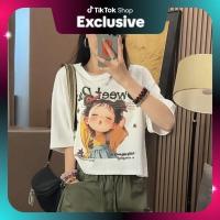 ราคา เสื้อครอปแขนสั้นผู้หญิงฤดูร้อนใหม่ oversize เสื้อผ้าสาวอวบไซส์ใหญ่น่ารัก เสื้อยืดสวยผู้หญิงแฟชั่นสไตล์เกาหลี สกรีนลายเท่ (1732700416147490138)