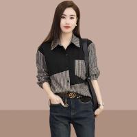 ราคา เสื้อเชิ้ตผู้หญิง ฤดูใบไม้ผลิและฤดูใบไม้ร่วง ฐานลายทาง ดีไซน์ทันสมัย เสื้อเบลาส์ มาใหม่ (1732091021949305946)