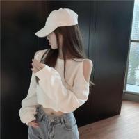 ราคา เสื้อครอปแขนยาวผู้หญิงน่ารักๆ Oversize เสื้อครอปเซ็กซี่ สีทึบ ท็อป ผ่าไหล่ เสื้อยืดปิดไหล่ เสื้อผ้าแฟชั่นวัยรุ่น เอวลอยผ้านิ่ม สีขาวเสื้อเซ็กส์ซี่ Clothing สีดำ คอกลม ลำลอง ฝ้าย เสื้อผ้าสไตล์ญี่ปุ่น ผ