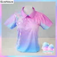 ราคา เสื้อโปโล สำหรับผู้ชายและผู้หญิง Unisex ลายสไตล์ไล่ระดับสีชมพูม่วง EvoNova สีลูกกวาด สไตล์ไทย (1730770644139412299)