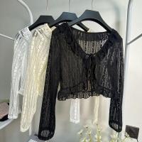 ราคา เสื้อแจ็คเก็ตกันแดด สำหรับผู้หญิง สไตล์ลูกไม้ผูกเน็คไทและขอบระบาย ใส่หน้าร้อน แจ๊กเก็ตบางๆ พร้อมกระโปรง เสื้อชีฟอง เสื้อคาร์ดิแกนสั้นแขนยาว เหมาะสำหรับปี 2025 (1731444847999551273)