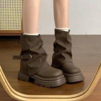 ราคา รองเท้าผ้าใบแบบสวม JINxCHOY แฟชั่นใหม่ ส้นกลาง หัวกลม แพลตฟอร์ม PU ยาง รองเท้าบูท ผู้หญิง ลำลอง อเนกประสงค์ สามารถสวมใส่นอกได้ในปี 2025 (1732139650704115186)