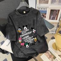 ราคา เสื้อฟอกวินเทจชายและหญิงฤดูร้อนใหม่ ผ้าคอตตอน 100% oversize เสื้อผ้าสาวอวบน่ารักๆ แฟชั่นเกาหลี เสื้อยืดโอเวอร์ไซส์ผู้หญิงแบบเท่ๆ ที่กําลังฮิต สตรีทลายการ์ตูน ฮิปฮอป เสื้อยืดคนอ้วนไซส์ใหญ่ สีเทา Clothi