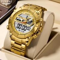 ราคา นาฬิกาผู้ชาย, WISHDOIT & ZUNPAI, ของแท้, กันน้ำ, สายสแตนเลส, โครโนกราฟมัลติฟังก์ชั่น, กีฬาแฟชั่น, เทรนด์ปฏิทิน, เรืองแสง, การเคลื่อนไหวควอทซ์คุณภาพสูง, จอแสดงผล LED อะนาล็อก-ดิจิตอล, นาฬิกาข้อมือหรูหร