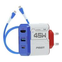 ราคา PISEN Gamer Utility Ganhub Fast Charger อะแดปเตอร์ (45 วัตต์, 3 พอร์ต) รุ่น TP-C125 (315173)
