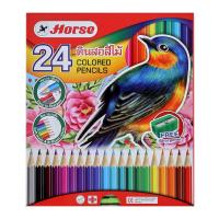 ตราม้า ดินสอสีไม้ยาว 24 สี กล่องแดง