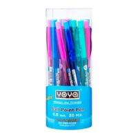 โยย่า ปากกาลูกลื่น สีน้ำเงิน 0.5 มม. แท่งใส แบบกระปุก 20 ด้