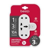 เบสิโค อะแดปเตอร์ 3 ช่อง 1 สวิตช์ 2500W รุ่น F5ADP-BC01-1300 สีขาว