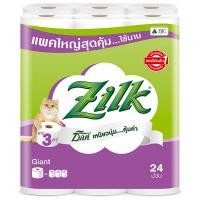 ราคา ซิลค์ไจแอนท์กระดาษชำระความยาว3เท่า 24ม้วน Zilk Giant by Cellox Toilet Tissue 24rolls (8850046114245)