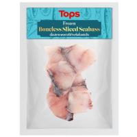 ราคา ท็อปส์เนื้อปลากะพงขาวไร้ก้างหั่นสเต็กแช่แข็ง 120กรัม Tops Frozen Boneless Steak Cut Seabass 120g. (8853474065660)
