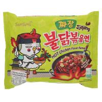 ราคา ซัมยังราเมงกึ่งสำเร็จรูปแบบแห้งรสไก่ซอสถั่วดำสูตรเผ็ด 140กรัม Samyang Hot Chicken Jjajang Flavor Ramen 140g. (8801073113947)