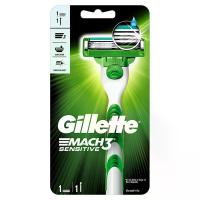 ราคา ยิลเลตต์ด้ามมีดโกนหนวดมัคทรีเซนซิทีฟ 1ด้าม Gillette Mach 3 Sensitive 1pcs. (4902430325431)