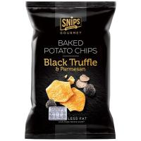 ราคา สนิปส์มันฝรั่งแผ่นอบกรอบรสเห็ดทรัฟเฟิลและพาร์เมซานชีส 100กรัม Snips Baked Potato Chips Black Truffle and Parmesan 100g. (5281128104961)