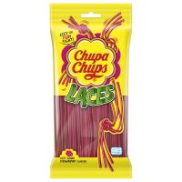 ราคา จูปาจุ๊ปส์สตรอว์เบอร์รีเลสเซสลูกอมเคี้ยวหนึบ 90กรัม Chupa Chups Strawberry Laces 90g. (8003440927373)