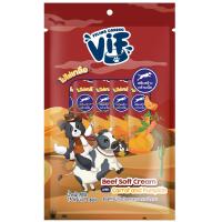 ราคา วิฟT5ซอฟท์ครีมเนื้อวัวผสมแครอทและฟักทองขนมสุนัขเลีย 15กรัม แพค 5 VIF T5 Beef Soft Cream With Carrot And Pumpkin 15g. Pack 5 (8850511925284)