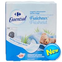 ราคา คาร์ฟูร์เอสเซนเชียลผลิตภัณฑ์อบผ้าหอมชนิดแผ่นสำหรับใส่เครื่องอบผ้า 20แผ่น Carrefour Essential Perfumed Dryer Sheets 20pcs. (3560071451424)