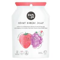 ราคา ซันซุเยลลี่ผสมบุกกลิ่นองุ่นและสตรอเบอรี่ 96กรัม Sunsu Jelly Carrageenan Mixed Konyakku Grape and Strawberry Flavour 96g. (8859400301918)