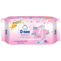 ราคา ดีนี่แผ่นเช็ดทำความสะอาดสำหรับเด็กซากุระ 80แผ่น D Nee Baby Wipes Sakura 80pcs. (8851989063553)