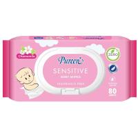 ราคา เพียวรีนผ้าเช็คทำความสะอาดสูตรเซนส์ซีทีฟ 80แผ่น Pureen Baby Wipes Sensitive 80sheets (8850848011162)