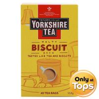 ราคา ยอร์คเชียร์ทีชาดำกลิ่นคาราเมลชนิดซอง 112กรัม Yorkshire Tea Biscuit Brew 112g. (615357123403)