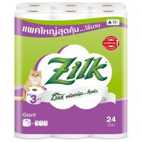 ราคา ซิลค์ไจแอนท์กระดาษชำระความยาว3เท่า 24ม้วน Zilk Giant by Cellox Toilet Tissue 24rolls (8850046114245)