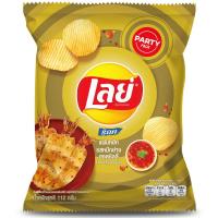ราคา เลย์ปาร์ตี้แพ็คมันฝรั่งแท้ทอดกรอบแผ่นหยักรสหมึกย่างฮอตชิลลี่ 105กรัม Lays Party Pack Rock Ridged Potato Chips Hot Chili Squid Flavor 105g. (8850718814152)