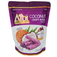 ราคา อร่อยทองม้วนรสมันม่วง 80กรัม Aroi Coconut Crispy Rolls Purple Sweet Potato Flavour 80g. (8859626100029)